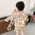 Summer Baby Boy Outfits Suit Fashion Print Kids Shirt Short Pant Sets Thin Cotton Toddler Tee Tops Children Clothes Tracksuits. 
