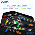 3mm DC LED Lights Colored Lens Diffused Round DC 3V Lighting Bulb Lamps Electronics Components Light Emitting Diode (30Pcs).