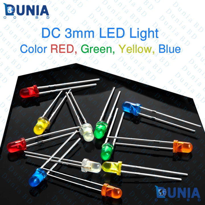 3mm DC LED Lights Colored Lens Diffused Round DC 3V Lighting Bulb Lamps Electronics Components Light Emitting Diode (30Pcs)
