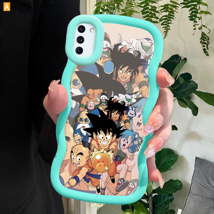 AMORVOR for Samsung A11 M11 Back Cover Dragon Ball Goku Pattern Luxury Phone Case Macaron Wave Soft Silicone Mobile Cover