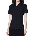 Women's Office Work Shirts Short Sleeve Button Down Lapel Blouse Summer Classic-Fit Tops Ladies Business Blouses.