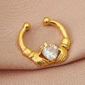 Punk U Shaped Nose Ring Hoop Septum Rings Copper Hand Crystal Heart Nose Piercing Piercing Non Pircing Jewelry Cuff.
