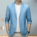 Formal Summer Suit Coat Business Coat Lapel Long Sleeves Double Buttons Straight Pockets Anti-wrinkle Solid Color Cardigan Loose. 