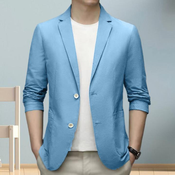 Formal%20Summer%20Suit%20Coat%20Business%20Coat%20Lapel%20Long%20Sleeves%20Double%20Buttons%20Straight%20Pockets%20Anti-wrinkle%20Solid%20Color%20Cardigan%20Loose%20-%20Image%202