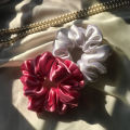 2 Pcs Colorful Silk Scrunchie Hair Band Bracelet Set For Grils.