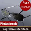 Outdoor Near-far dual-purpose Photochromic Reading Glasses Women Men Progressive Multifocal Anti Blue Ray Finished Spectacles.