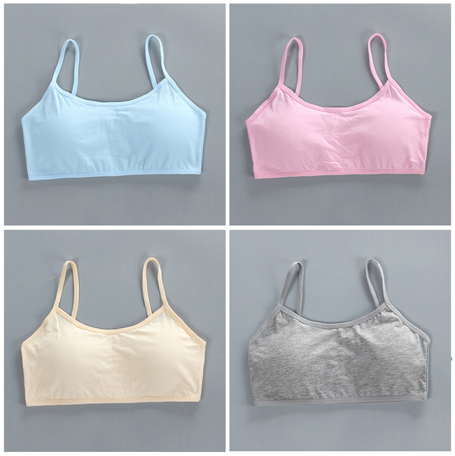 1 pcs Bra for Teen Girls Kids Training Bras Topics for Teens Underwear Lingerie Thin Strap Topic Sleeveless Vest Cotton