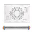 Adjustable Rolling Pin Dough Mat Dough Roller Stainless Steel Fondant Paste Cake Tool Dough Roller 4 Removable Ring For Pizza.