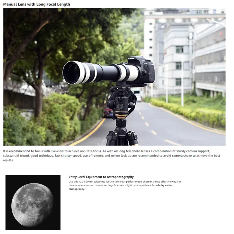 Focal Length Dslr Lens For Moon Photography Camera MF Super