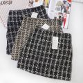 2022 New Tweed Skirt Spring Autumn Clothing for women Korean Elegant Plaid Cute Bottoms for Ladies A Line Short Mini Skirts. 