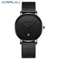 CRRJU Simple Ultra thin Quartz Watch Stainless Steel Mesh Strap Men's Watches Fashion Waterproof Clock Men Casual Wristwatches. 