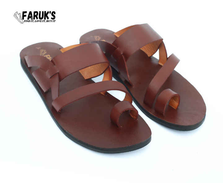 Casual%20Leather%20Sandal%20For%20Men%20-%20Brown%20-%20Image%202