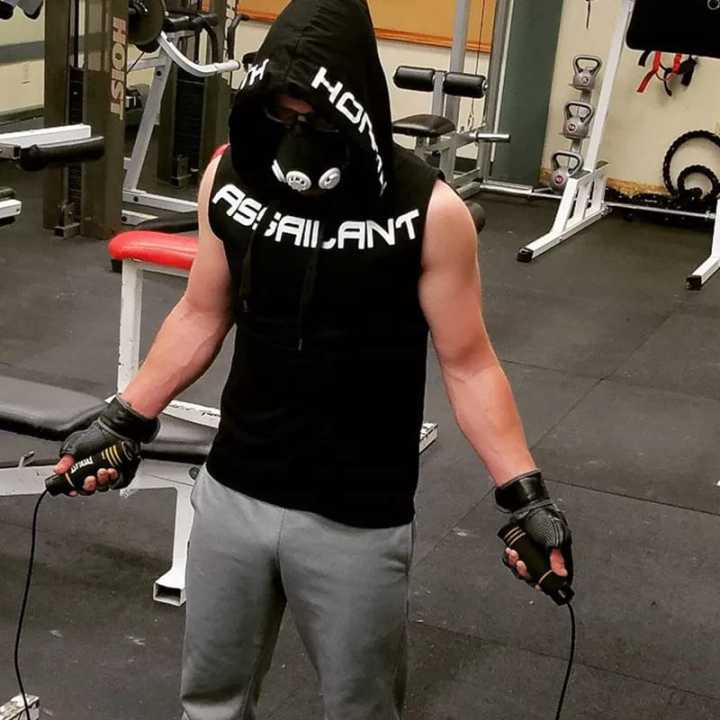 Cotton Sleeveless Hoodie for Men - Black