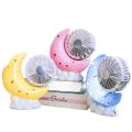 Moon Base Fan With Starry Atmosphere Light And Adjustable Angle Pen Holder Mini USB Fan.