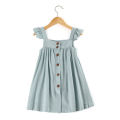 Premium Quality - Baby Girls Linen Dress Summer Solid Spaghetti Strap Sleeveless Kids Girls Clothing - Couture - High-end.