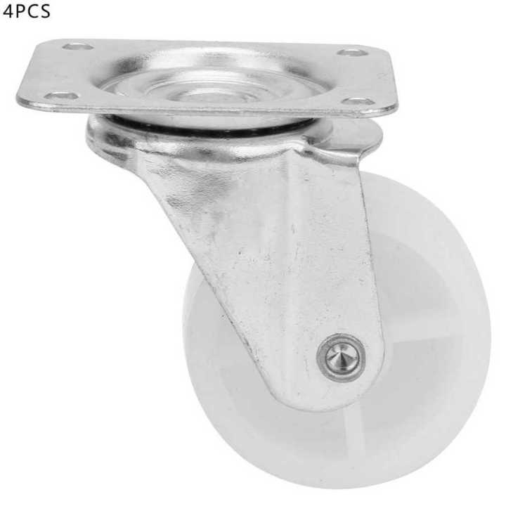 4 Pcs 1.5 inch Universal Swivel Casters -Furniture Wheel Castor White PP Nylon Dual Roller Wheel For Platform Trolley Chair Fixed Swivel