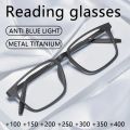 Xin titanium reading glasses men TR90 anti-blue light computer spectacles square-frame presbyopic glasses 100- 400.