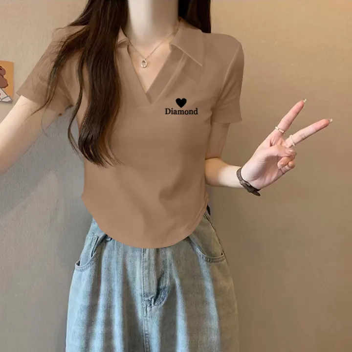 Pure%20Cotton%20Girls%20Short%20SleeveTT-shirt%20Summer%20Western%20Style%20Hot%20Girl%20Fashion%20Niche%20Irregular%20ShortPoloShirt%20Top%20Women's%20Clothing%20-%20Image%204