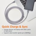 Amazon Basics Nylon Braided 60W 6 Feet USB-C to C 2.0 Fast Charger Cable for mobile and laptop , 480Mbps Speed, USB-IF Certified, for Apple iPhone  17/16/15, iPad, Samsung Galaxy, Tablets, Laptops. 