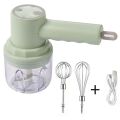 3In1 Electric Blender Wireless Food Cream Mixer USB Electric Egg Beater Handheld Garlic Chopper Meat Grinder Green. 