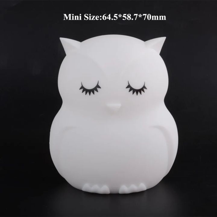 【Cathery Baby Store】Mini Owl LED Night Light 9 Colors 3 Modes Silicone Bird Night Bedroom Lamp for Children Baby Nursery Gift