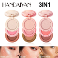 HANDAIYAN 3 In 1 Matte Highlighter Contouring Blush Palette Pearly Shiny Eyeshadow Multifunctional Face Makeup Palette -#02. 