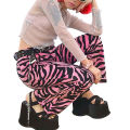 Women Straight Pants, Zebra Animal Pattern Loose Show Leg Length Color Block Casual Spring Clothing.
