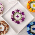 Handmade Crochet Flower Coaster Creative Knitting Gift Home Decor Cup Mat Multicolor Tea Coffee Placemat Round Table Place Mat.