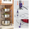 Kitchen Pot Rack Crock Pot Shelf Chrome-Plated 3 Tier Round Shelf Storage Tower Crock Pot Heat Insulation Pot Holder.