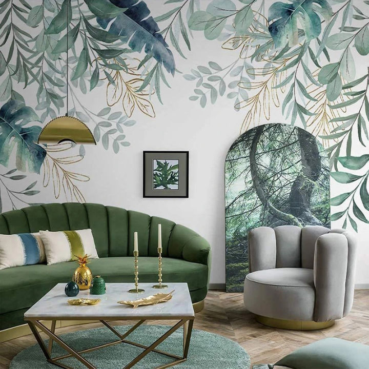 Custom Photo Wallpaper Modern 3D Green Plant Leaves Mural Living Room TV Sofa Bedroom Home Decor Wall Painting Papel De Parede