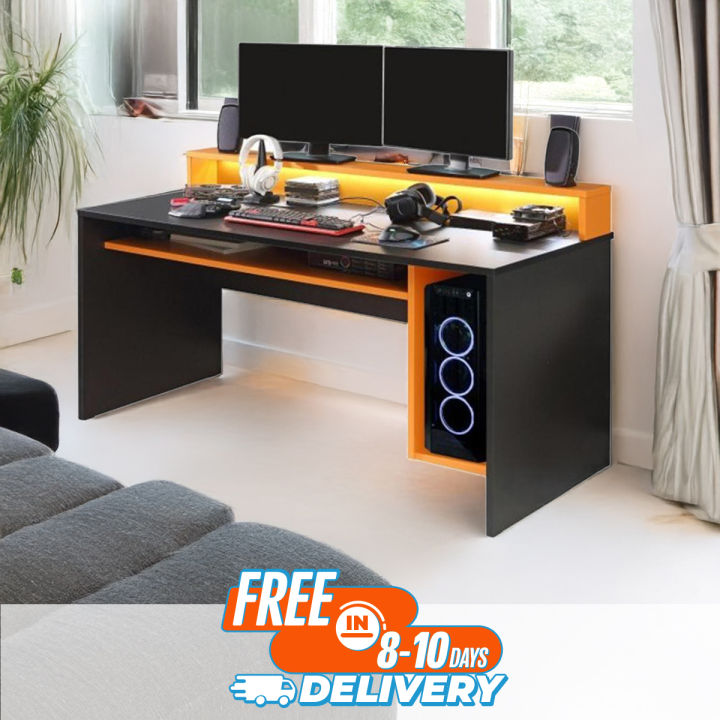 thumbnail image 2 of Edx 32-Inch 2-Drawer Computer Desk – Gaming Table With Storage & Hook, Home Office 2 of 5
