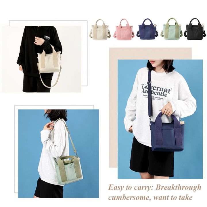 Canvas Crossbody Bags Bucket Zipper Tote Bag Multi-compartments Fashion Mommy Bag Portable for Shopping Travel for Vacation Work