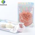 100PCS Smell Proof Plastic Package Ziplock Bags Clear Front Holographic Silver Pouches Recyclable Metallic Mylar Storage Bags.