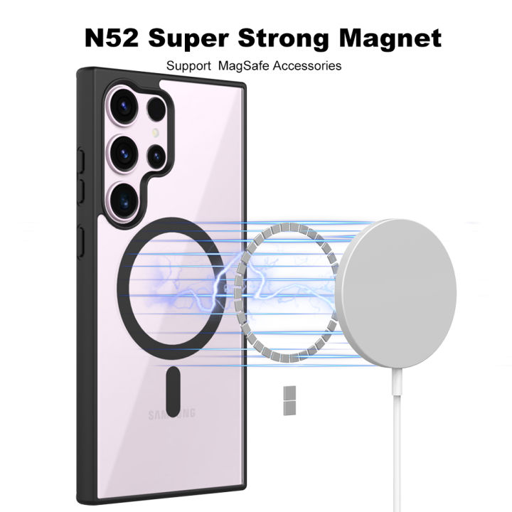 Samsung%20Galaxy%20S23%20Ultra%20MagSafe%20Compatible%20Shockproof%20Transparent%20Slim%20Fit%20Wireless%20Charging%20supported%20Frosted%20Border%20Phone%20Back%20Case%20Mobile%20Cover(Back%20Case%20Cover%20For%20Smartphone)%20-%20Image%205