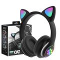 Wireless Headphones RGB Cute Cat Girls Kids Gift Headset with Microphone Stereo Music Gaming Headsets Control Lights Earphone. 