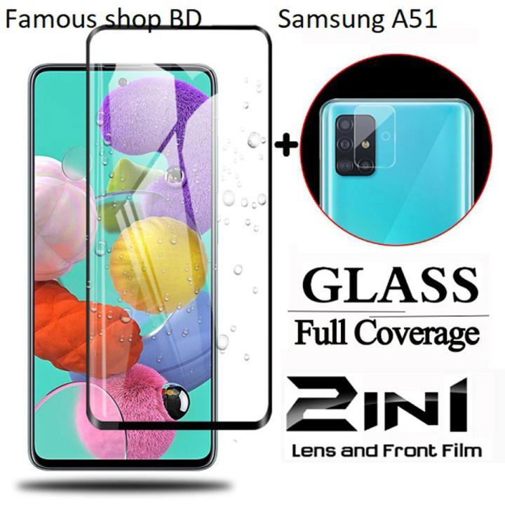 2 in1 Samsung Galaxy A51 Back( Camera Lens Screen Protector +Tempered Glass Protective Glass