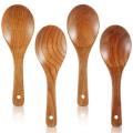 4 Pieces Wood Spoons 21.5cm Wooden Rice Paddle Versatile Serving Spoon Non Stick Heat Resistant Cooking Spoon Exquisite Product. 