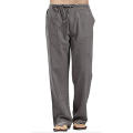 Men Cotton Linen Straight Wide Leg Pants Elastic Waists Loose Long Trousers. 