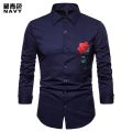Retro Floral Shirts Men New 2018 Luxury Rose Embroidery Dress Shirt Long Sleeve Chemise Homme Social Streetwear Hawaiian Shirt. 