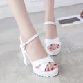 Trendy Girl Korean Fashion Wedge Sandals, Ladies Fish Mouth Platform High Heels Wedges Sandals Buckle Slope Sandals. 