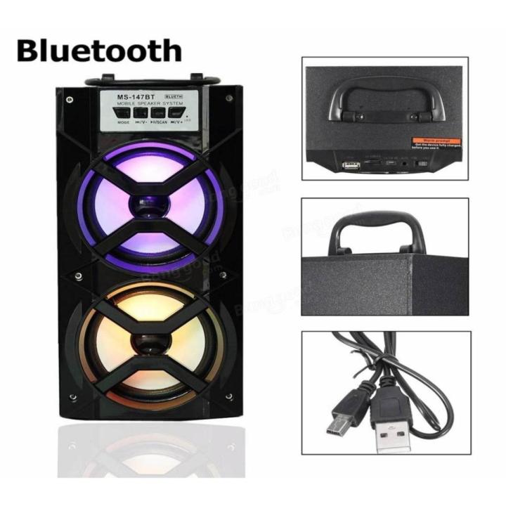 Portable Bluetooth Wireless Super Bass Speaker USB TF AUX FM Radio ...