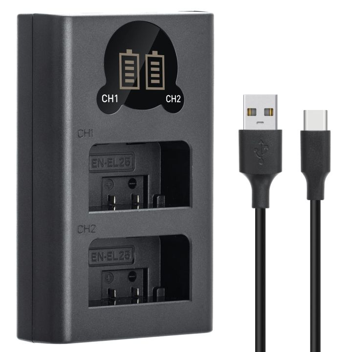 EN-EL25 Battery Charger Double Slot EN-EL25 Charger for Nikon EN-EL25 ENEL25 EN-EL25a Battery, MH-32 Charger Z30 Z50 Zfc Camera