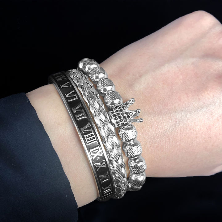 3pcs%20Luxury%20Roman%20Royal%20Crown%20Charm%20Bracelet%20Men%20Stainless%20Steel%20Geometry%20Pulseiras%20Men%20Open%20Adjustable%20Bracelets%20Couple%20Jewelry%20-%20Image%204