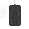 Pc Surge Protector Power Strip Black Universal Plug Multitap Extension Cord Power Multi Tap Power Button Electrical Power Strip.