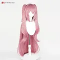Anime Krul Tepes Cosplay Wig 110cm Long Pink Wig With 2 Ponytail Clip Heat Resistant Synthetic Hair Halloween Wigs + Wig Cap. 