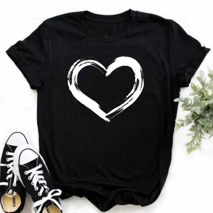 Maycaur%20New%20Finger%20Heart%20T%20Shirt%20Women%20Tops%20Korean%20Ulzzang%20Graphic%20Tees%20Women%20Fashion%20Women's%20T%20Shirts%2090s%20Girls%20Black%20Shirt%20-%20Image%202