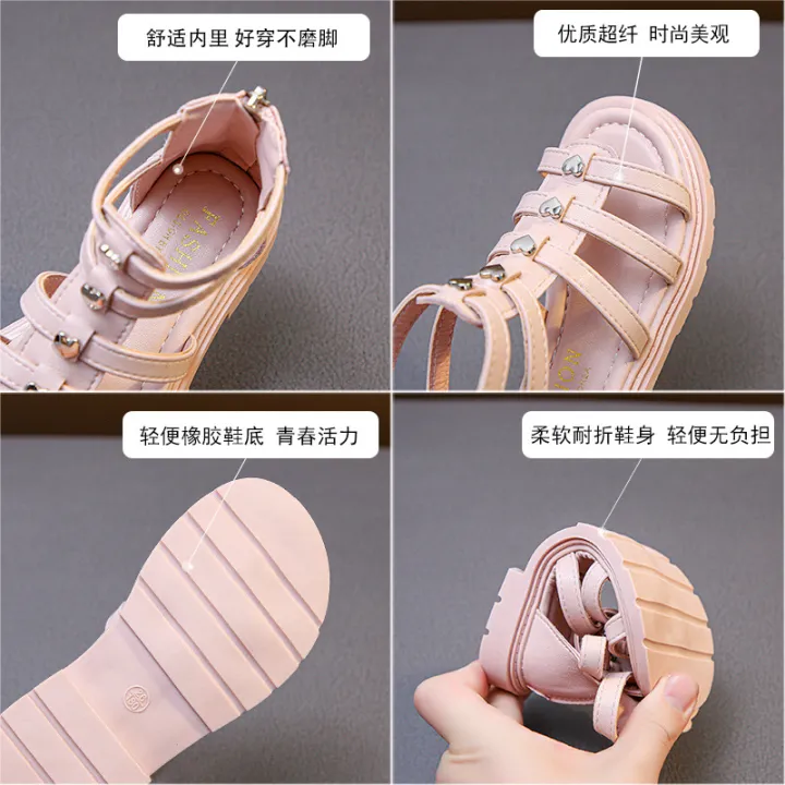 Girls%20roman%20sandals%20spring%20summer%202024%20new%20korean%20fashion%20summer%20little%20girl%20studded%20high-top%20princess%20children's%20shoes%20-%20Image%204