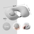 Portable Press Type Inflatable Air U-shaped Neck Pillow for Travel Office Airplane Home Car and Camping - Portable Travel Pillow. 