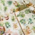 30pcs/pack Aesthetic Potting Plant PET Stickers DIY Scrapbooking Planner Collage Stationery Aesthetics Decor Flower Stickers.