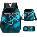 CROSS-BORDER NEW MINECRAFT PRIMARY AND SECONDARY SCHOOL STUDENTS SCHOOL BAG MINECRAFT GAME PERIPHERAL BACKPACK THREE-PIECE SET WHOLESALE. 